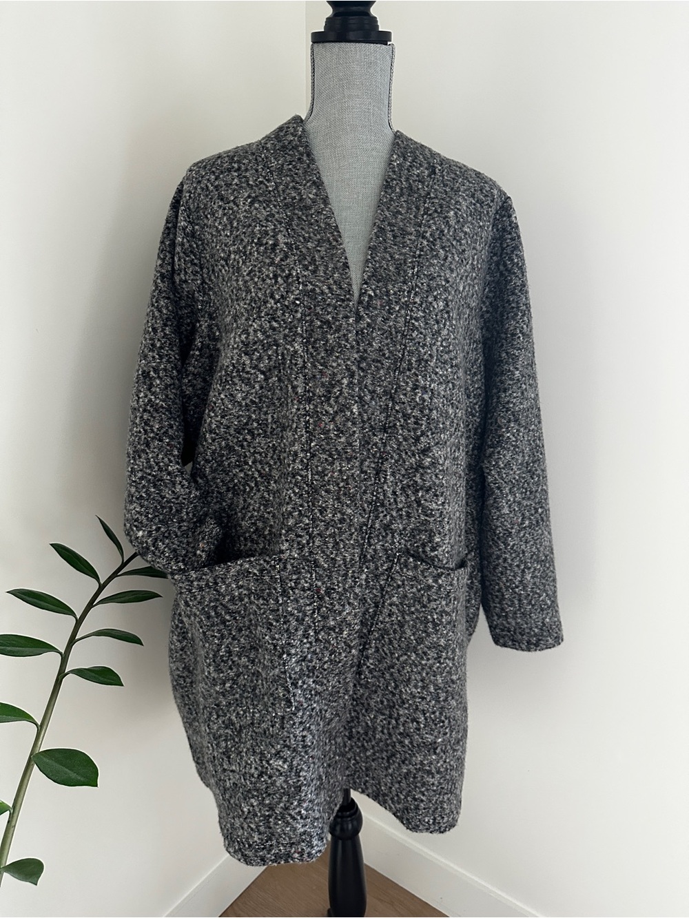 Woman's Plus Coat Sweater sz 3X - Black/ Grey Speckled
